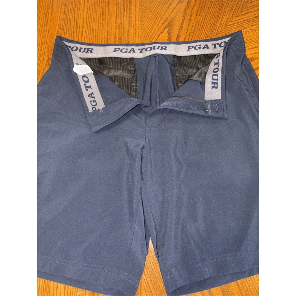 PGA Tour Mens Golf Chino Shorts Navy Lightweight Performance Zip Up Size 38